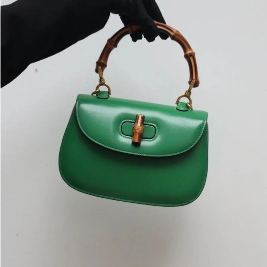 Sac à bandoulière en cuir véritable – détail bambou chic