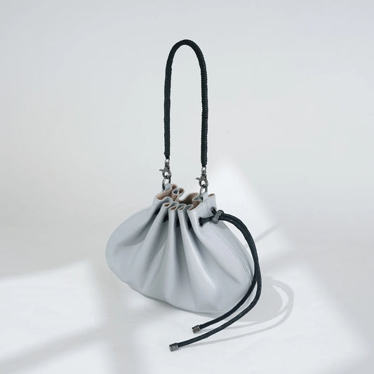 Sac à Main à Cordon en Cuir Véritable – Tendance Nuage pour Dames