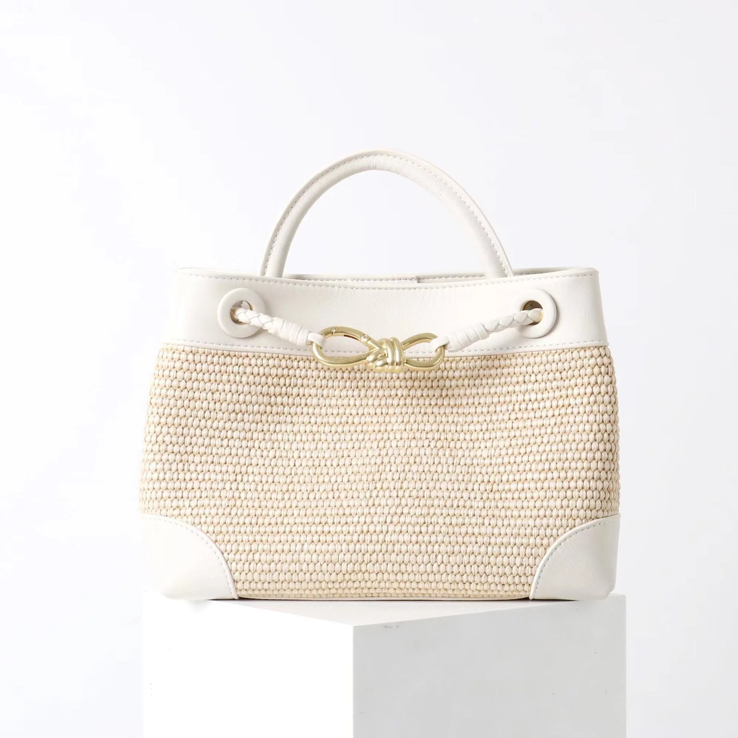 Sac à Épaule en Cuir et Paille Naturelle – Élégance Française 2025