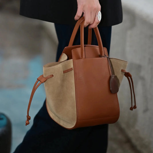 Sac à Main en Cuir Véritable à Cordon – Style Contemporain pour Femmes