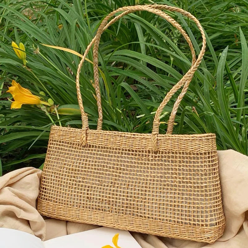 Sac Tissé Creux en Paille Naturelle – Style plaisir & Élégance Française