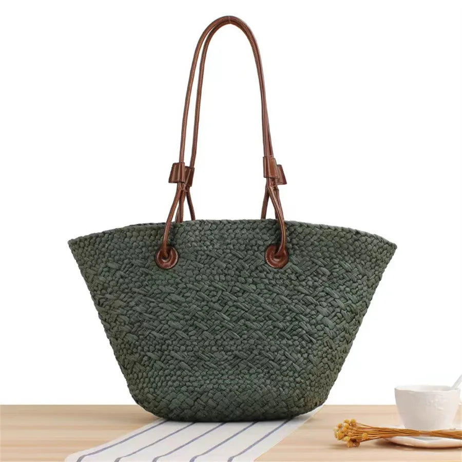 Sac Fourre-Tout en Paille Tissée – Design Niche & Esprit Vacances Français