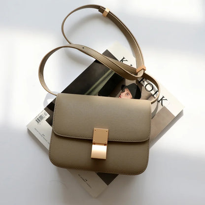 Petit sac carré en cuir véritable – style tofu 2025