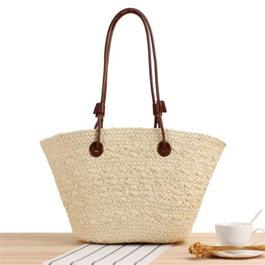 Sac Fourre-Tout en Paille Tissée – Design Niche & Esprit Vacances Français