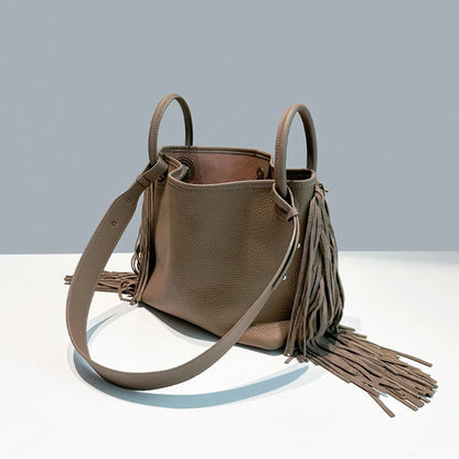 Sac à bandoulière en cuir véritable – grande capacité