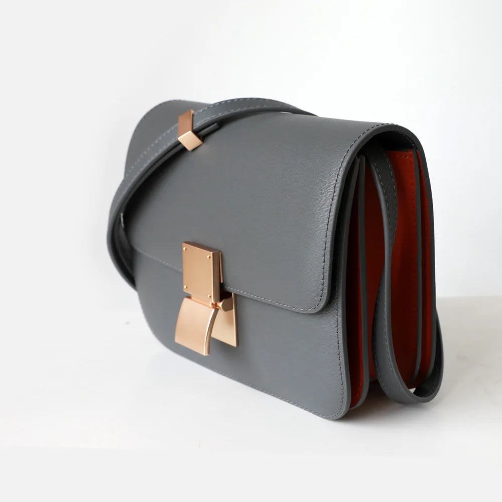 Petit sac carré en cuir véritable – style tofu 2025