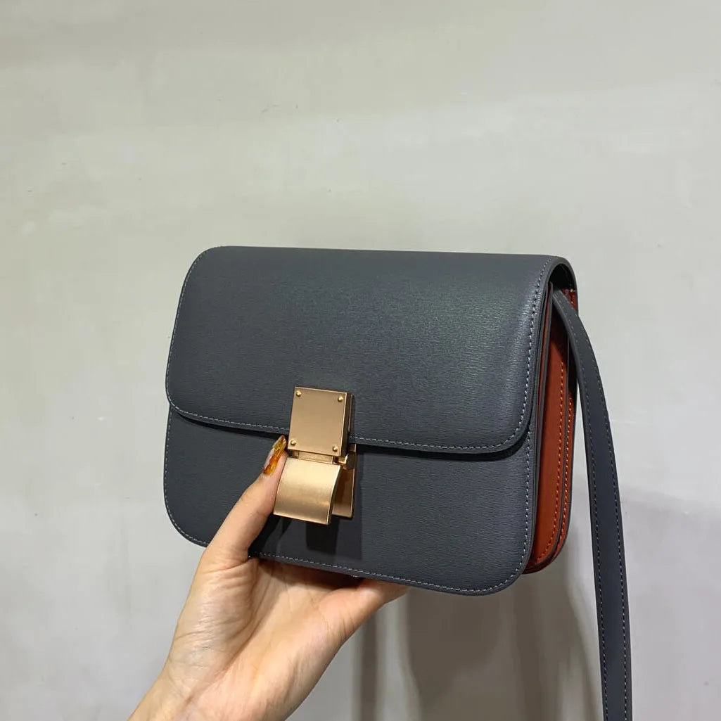 Petit sac carré en cuir véritable – style tofu 2025