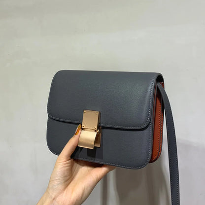 Petit sac carré en cuir véritable – style tofu 2025