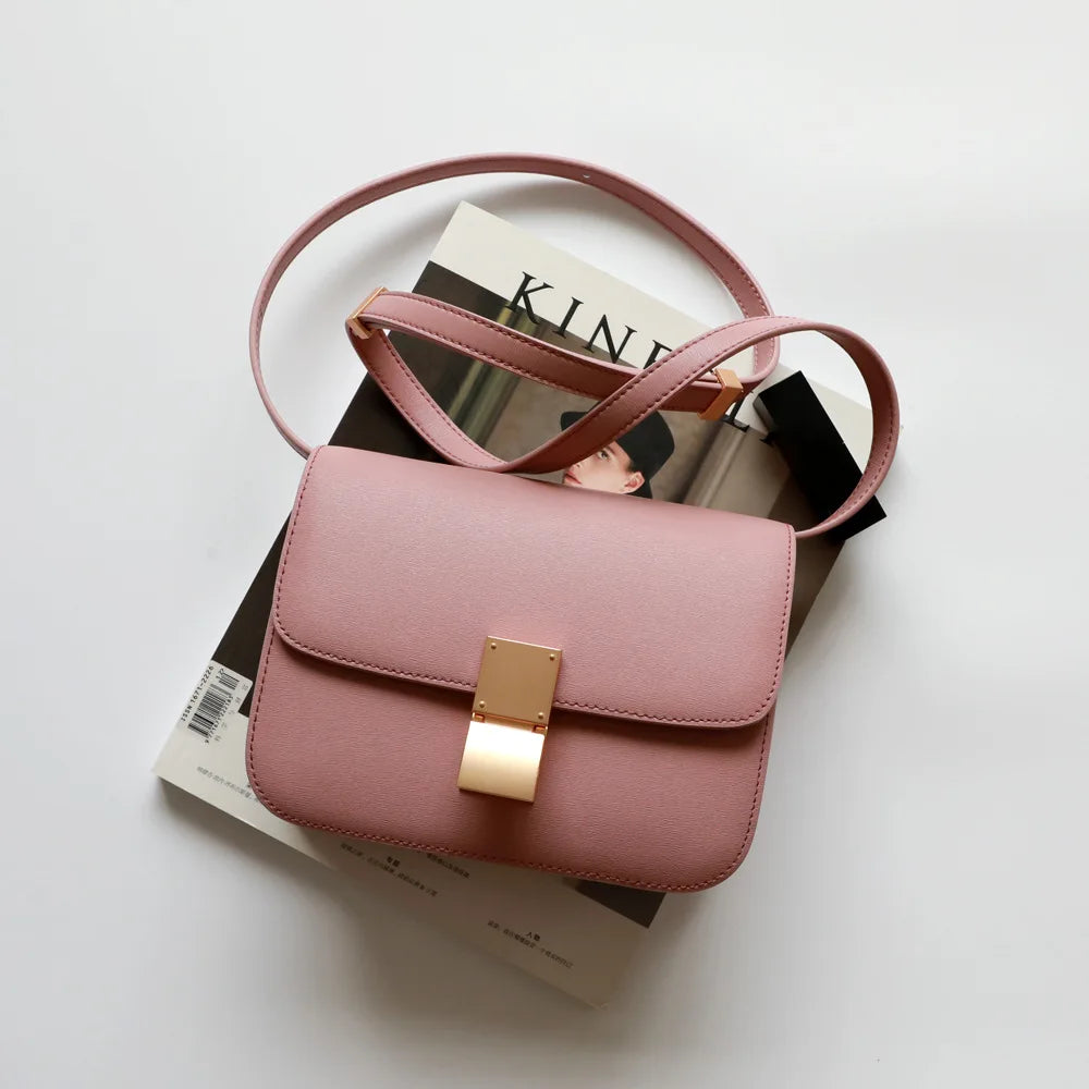 Petit sac carré en cuir véritable – style tofu 2025