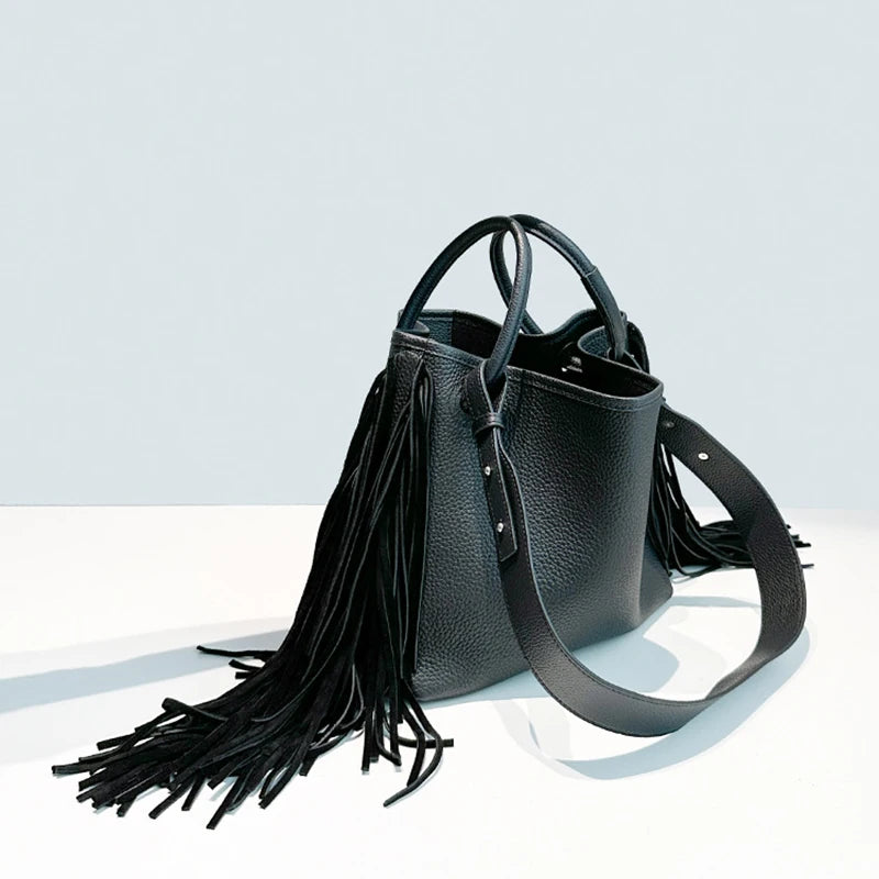 Sac à bandoulière en cuir véritable – grande capacité