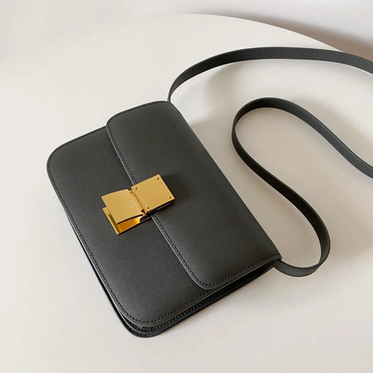 Petit sac carré en cuir véritable – style tofu 2025