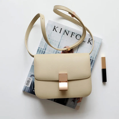 Petit sac carré en cuir véritable – style tofu 2025