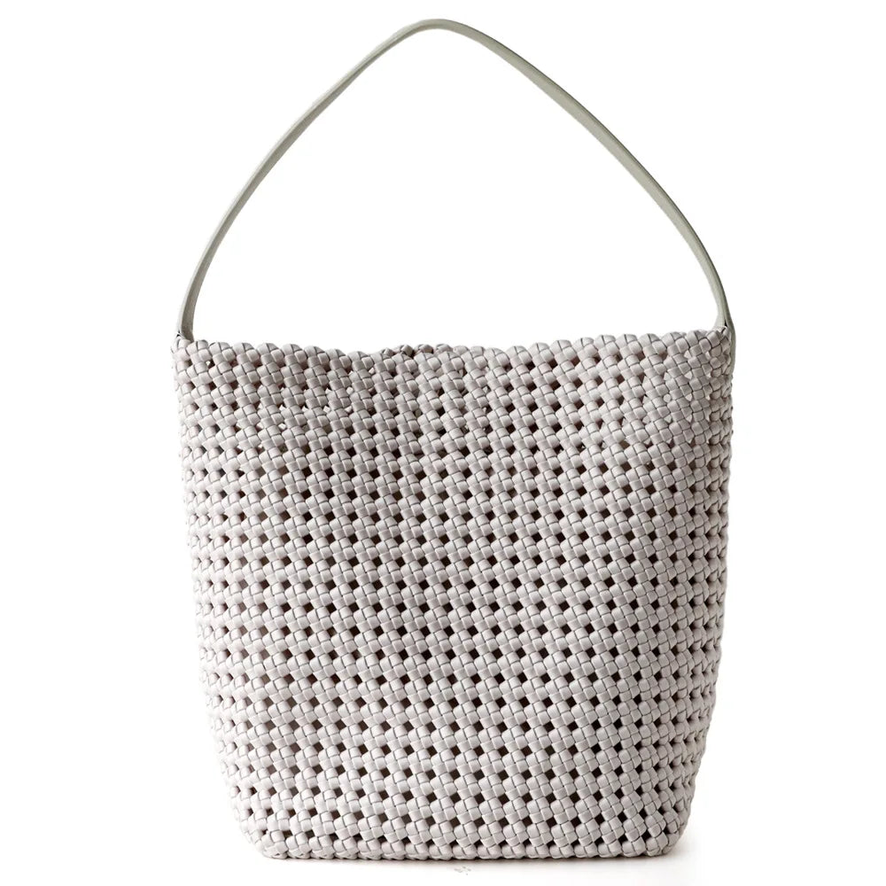 Tote Bag en Nylon Tissé avec Détails en Cuir