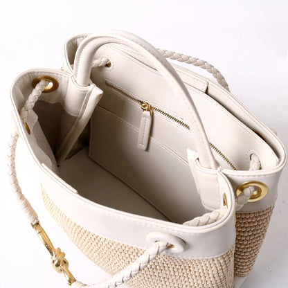 Sac à Épaule en Cuir et Paille Naturelle – Élégance Française 2025