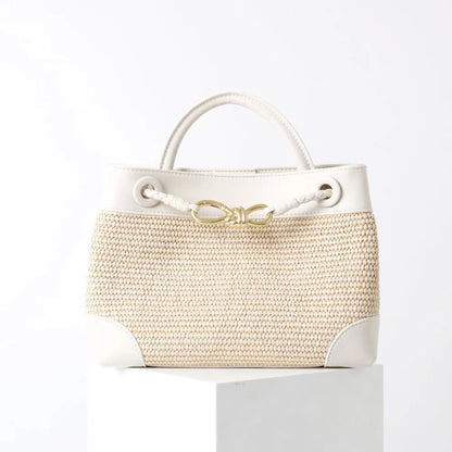 Sac à Épaule en Cuir et Paille Naturelle – Élégance Française 2025