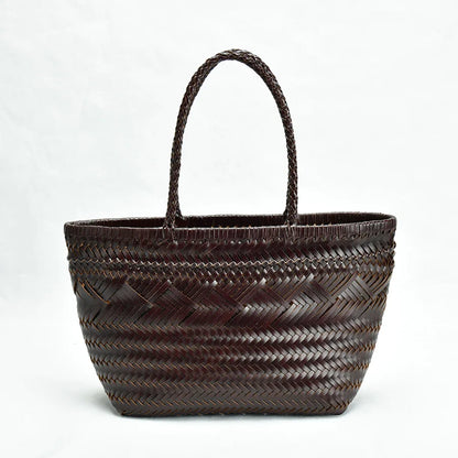 Sac Panier Tissé à la Main en Cuir Véritable – Esprit Vintage Français 2025