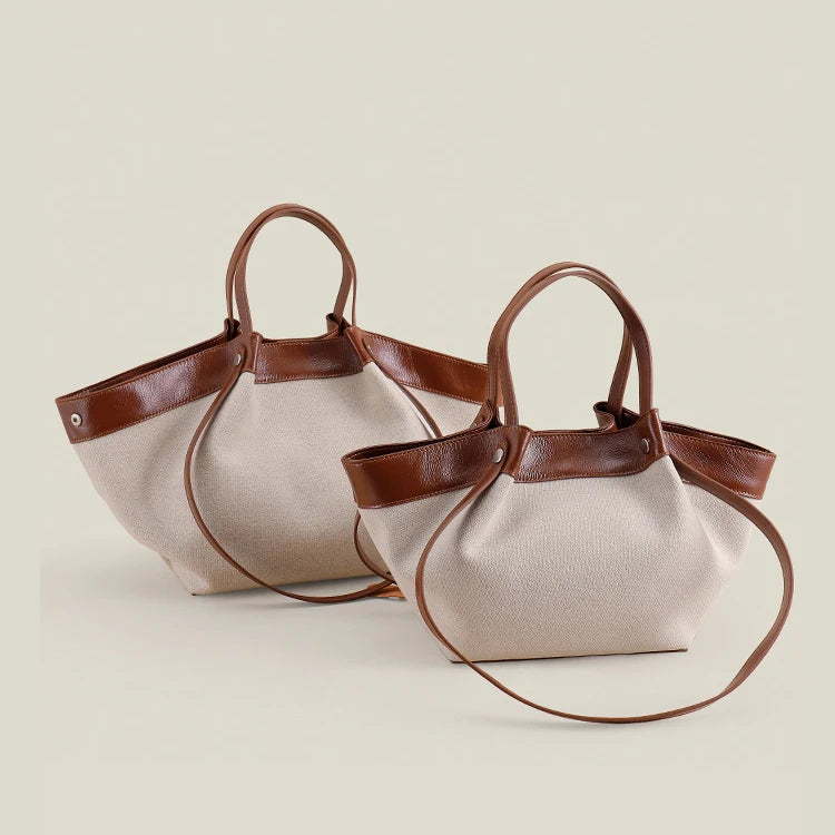 Fourre-tout en cuir véritable et coton – élégance naturelle et design 2025