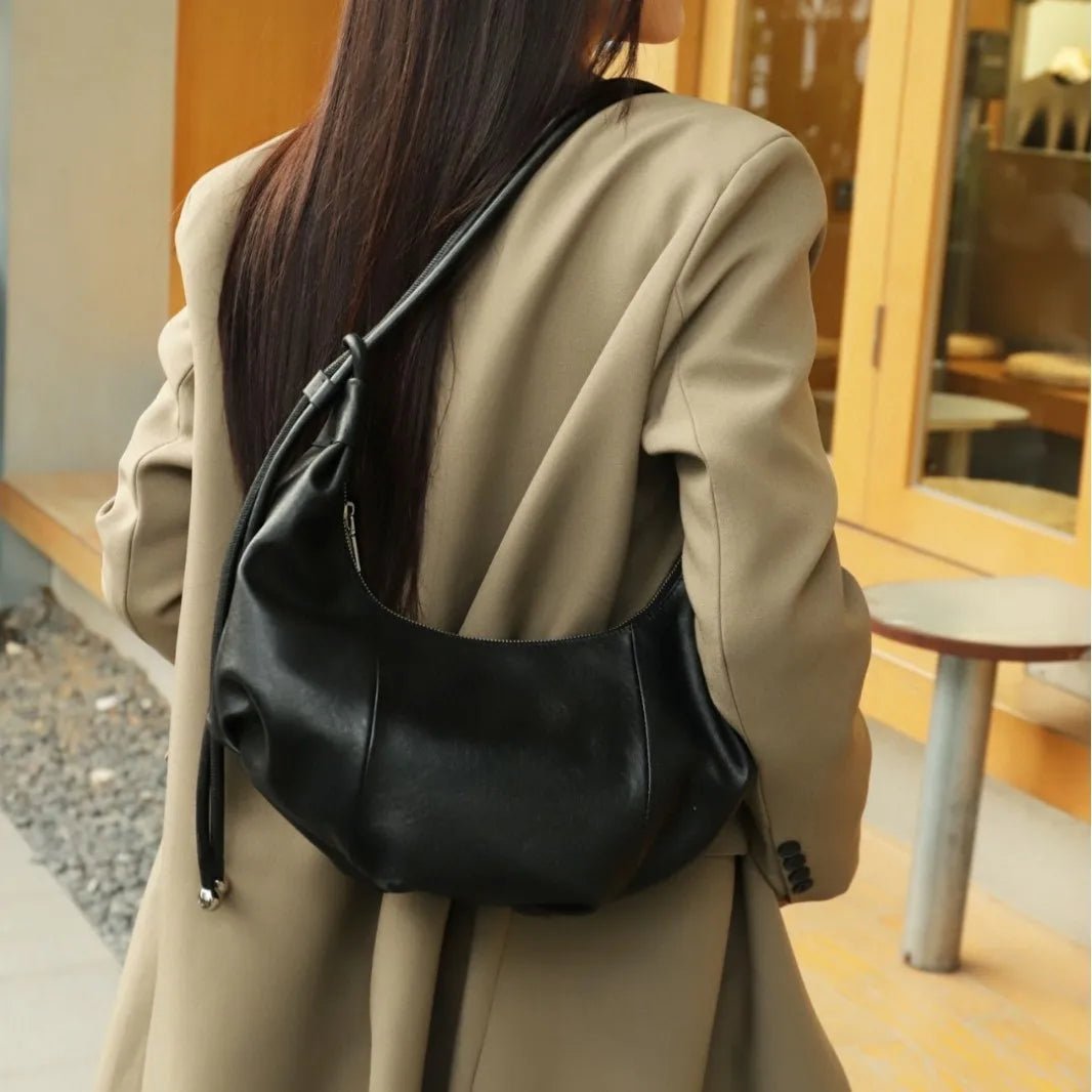 Sac à Épaule Féminin 2025 – Cuir Véritable, Style Vintage Chic