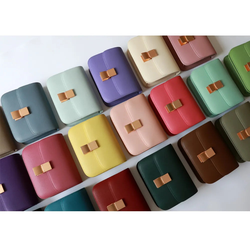 Petit sac carré en cuir véritable – style tofu 2025