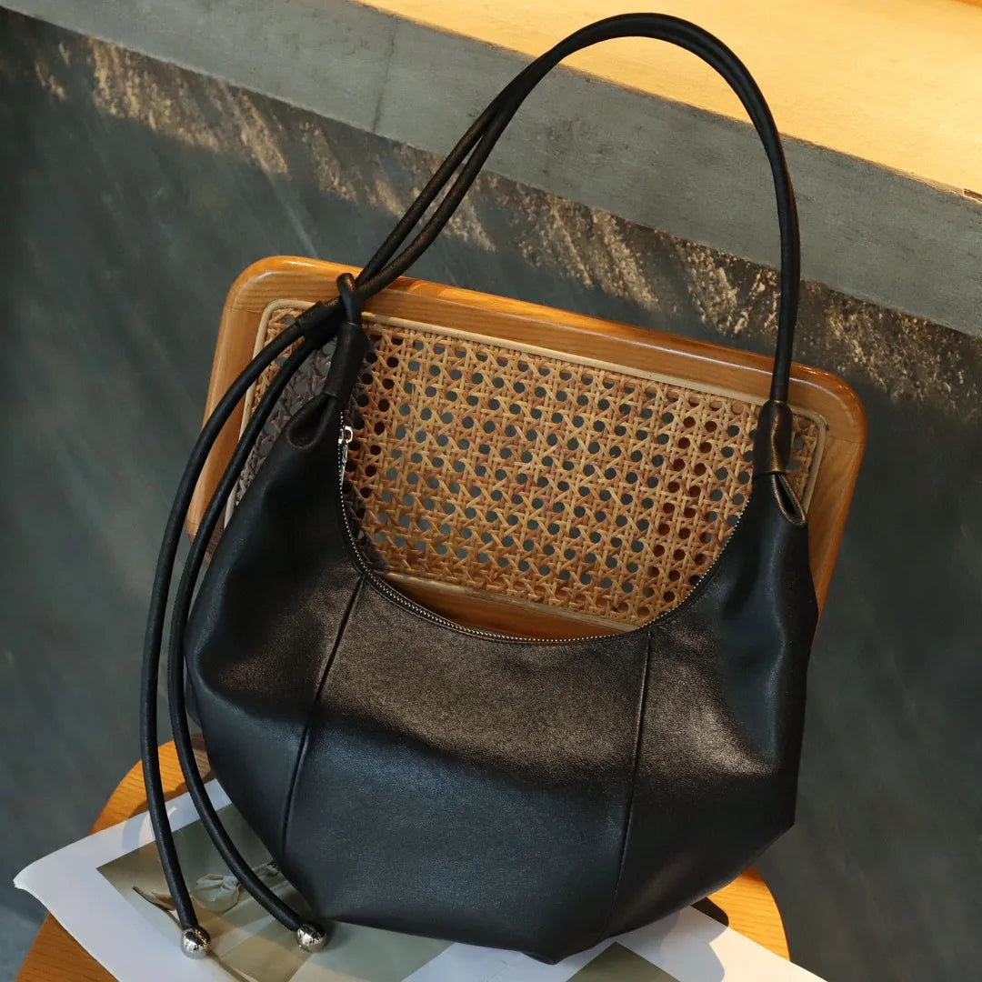 Sac à Épaule Féminin 2025 – Cuir Véritable, Style Vintage Chic