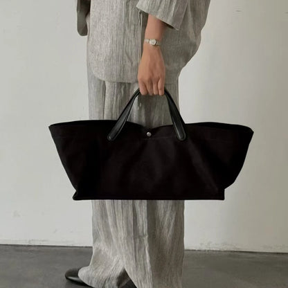 Sac fourre-tout en cuir et toile – chic contemporain