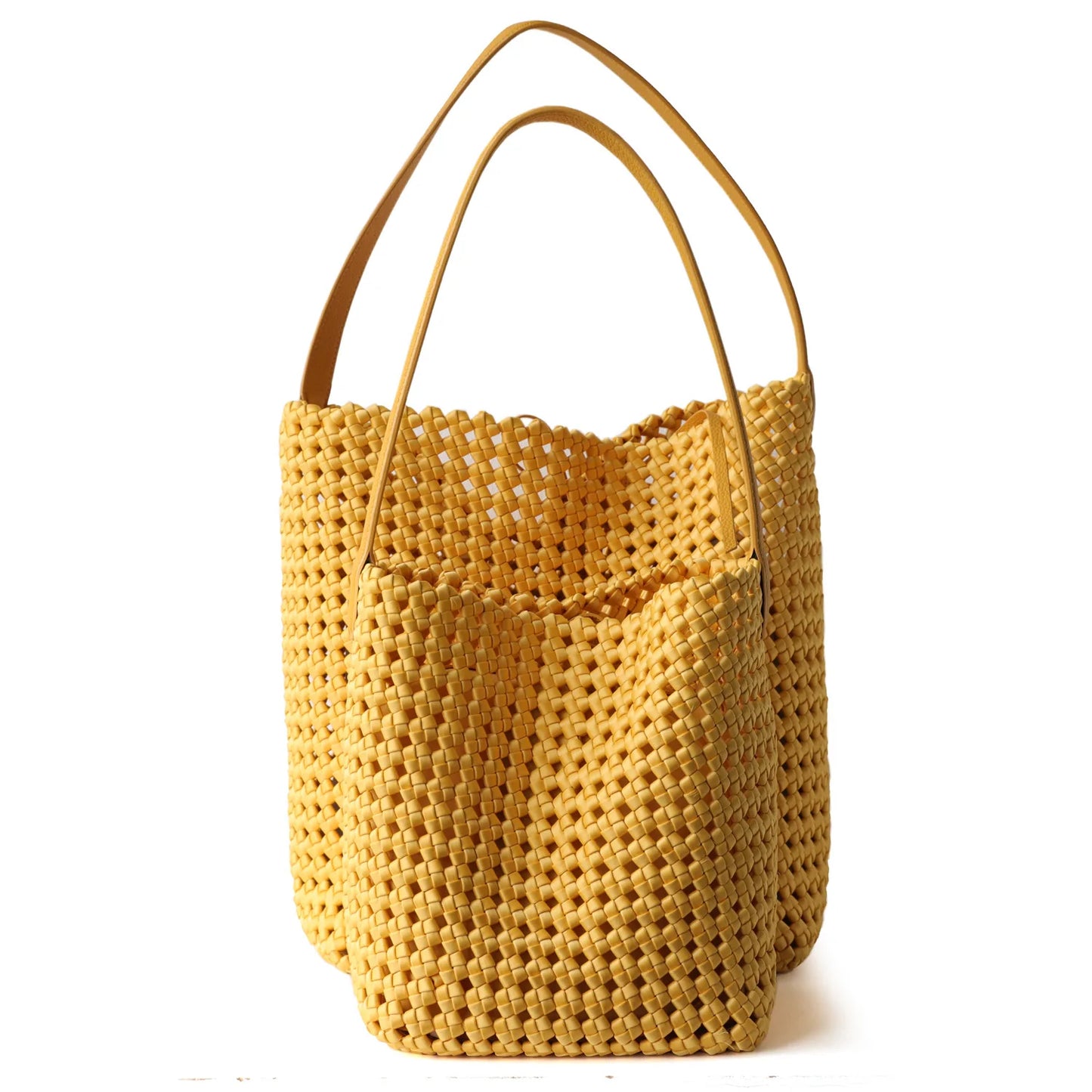 Tote Bag en Nylon Tissé avec Détails en Cuir