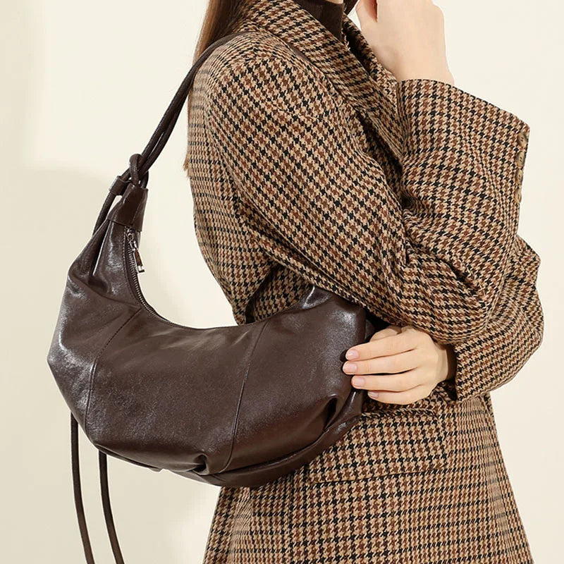 Sac à Épaule Féminin 2025 – Cuir Véritable, Style Vintage Chic