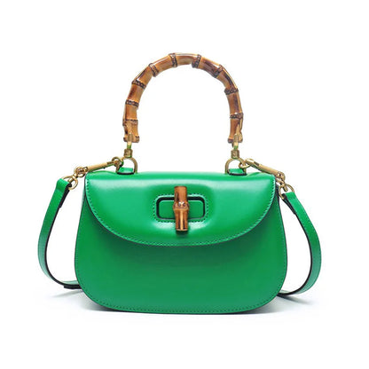Sac à bandoulière en cuir véritable – détail bambou chic
