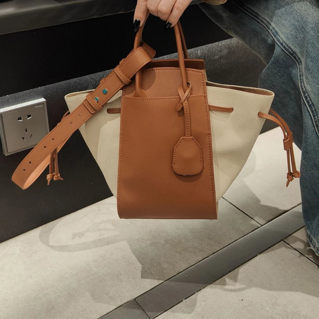 Sac à Main en Cuir Véritable à Cordon – Style Contemporain pour Femmes