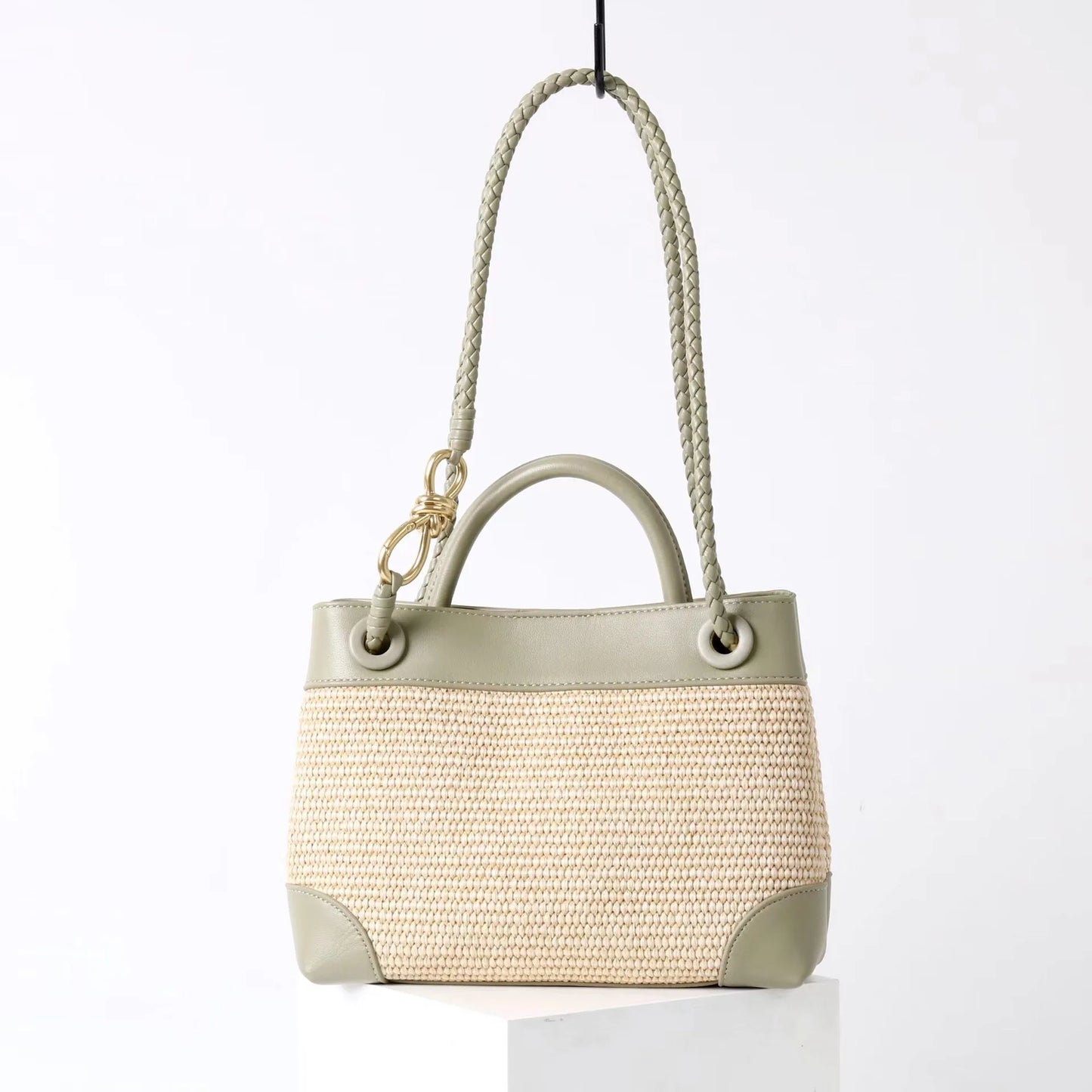 Sac à Épaule en Cuir et Paille Naturelle – Élégance Française 2025