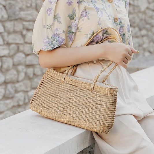 Sac Tissé Creux en Paille Naturelle – Style plaisir & Élégance Française