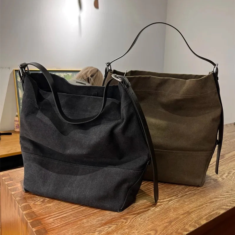 Grand Sac Fourre-Tout en Toile – Style Décontracté et Élégance Rétro 2025